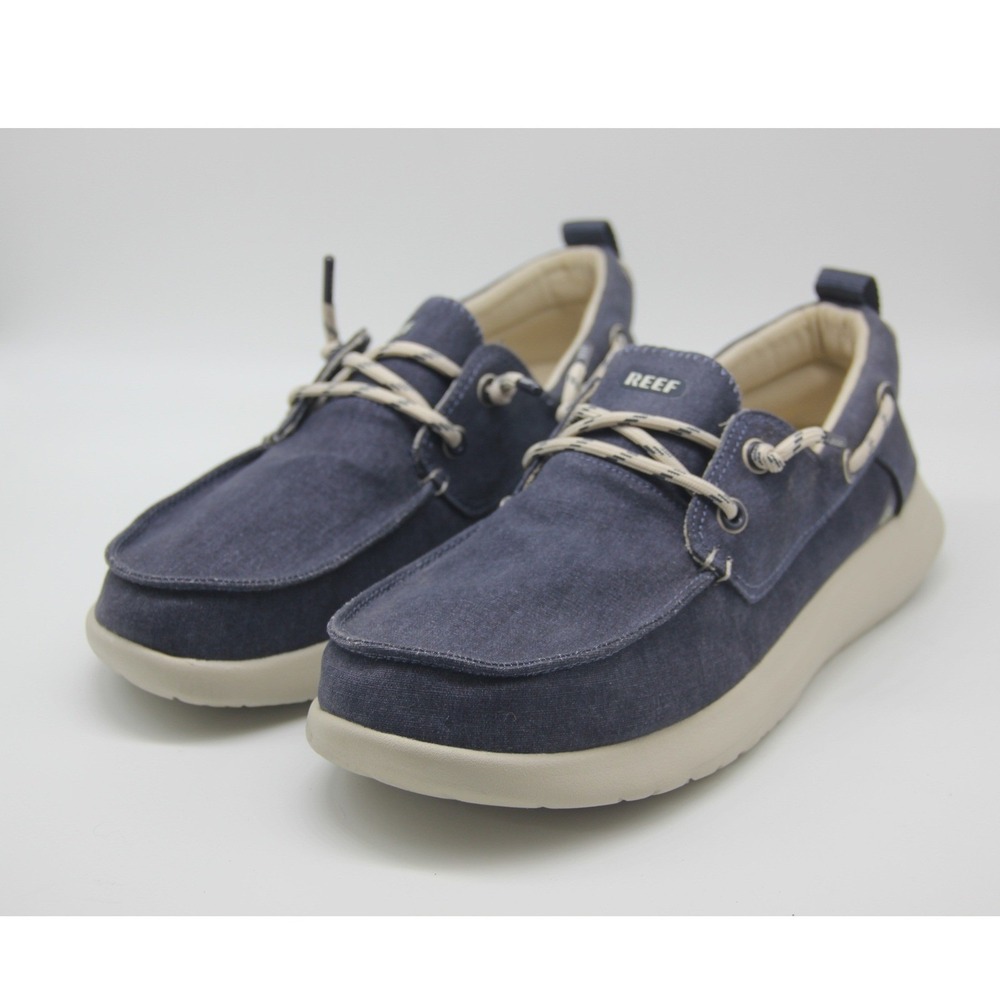 REEF Swellsole Pier Mens 11 Boat Shoes Blue Textile Moccasin Loafer Comfort